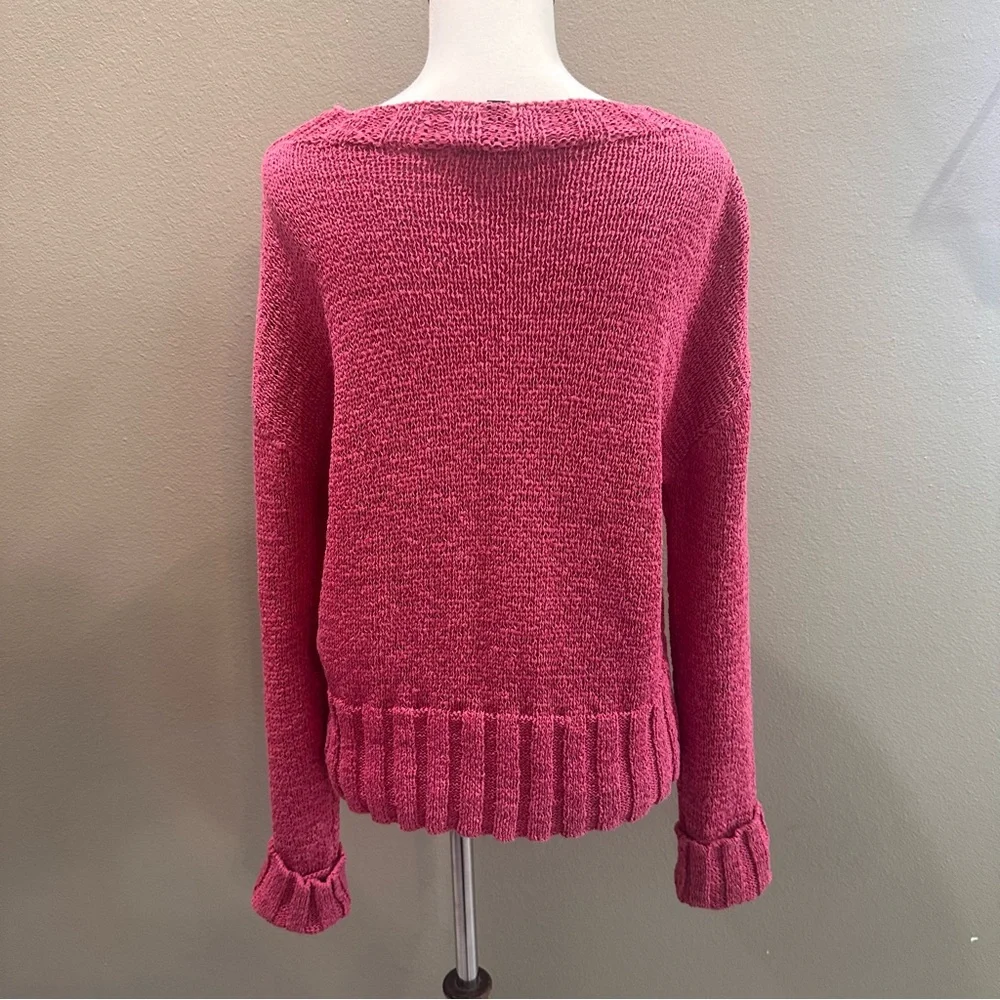 J. Crew Cozy Pink Knit Sweater Linen Cree Neck Top small